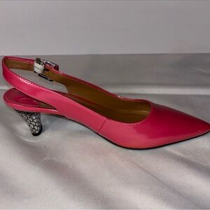 J. Renee Fuchsia Slingback Pumps 7 1/2 M Silver Heel, Mermaidcore, Quiet Luxury
